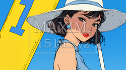 数字の「1」を掲げている若い女性 | 7372993-15442