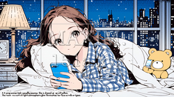 ベッドに横になってスマートフォンをいじくっている若い女性