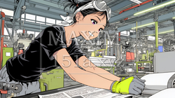 作業服を着た女性工場労働者