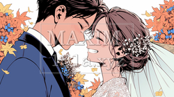 紅葉の中の結婚式