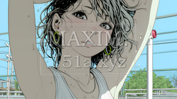 ヘアーシャワーの後の濡れ髪の若い女性 | 7417169-8636