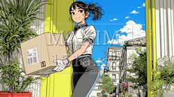 若い女性の宅配配達員（ドライバー）