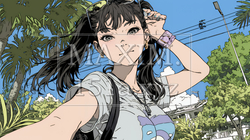 スマホで自撮りしている若い女性 | 7452358-12185