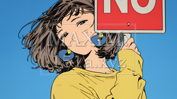 Noのレッドカードサインを出している女性｜7598951-11514