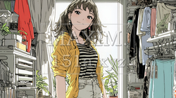 着ていく服をクローゼットから選ぶ若い女性 | 7472384-15952