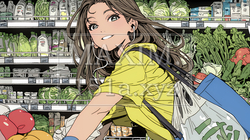スーパーマーケットで買い物をしている若い女性 | 748621-15812