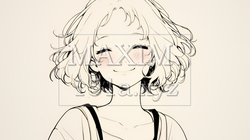 「うふふ」と微笑んでいる若い女性（シンプルな色使い） | 7496188-12904
