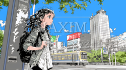 一人旅の旅先、街角で足を止めて道を確かめる若い女性 | 7497113-16626