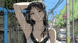 夏の急な雨でびしょ濡れの若い女性｜785357-9212