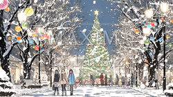 ホワイトクリスマスの都会の夜 | 7507115-6666