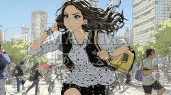 遅刻しそうで猛ダッシュをしている若い女性 | 7513796-8995