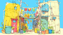昭和の匂いがする昔ながらの飲み屋（クレヨンと水彩画風）｜7849080-8959