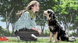 愛犬を調教している若い女性｜7491836-4235