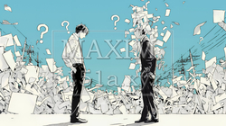 互いに相手の意見を十分に理解できないまま対話を続ける二人のビジネスマン | 7528619-8945