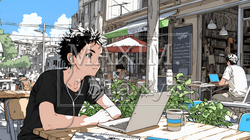 カフェでフリーランスや学生が仕事や勉強をしている | 7546706-8245