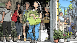 道端で会話を楽しむ若い主婦たち（ママ友たち） | 7546883-16808