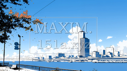 都市の町並みと青空（シンプルな色使い） | 7561898-11545