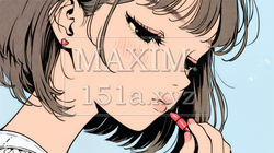 化粧をしている（口紅をつけている）若い女性 | 7562224-8552