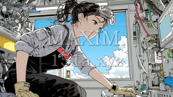 作業服を着た女性工場労働者