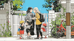 道端で会話を楽しむ若い主婦たち（ママ友たち） | 7563593-16810
