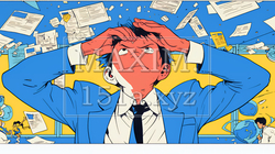 深夜残業で疲弊する会社員｜過労とストレスに悩むビジネスパーソン（ブラック企業イメージ） | 7577292-17370