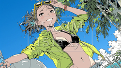 南国の海岸にビキニ姿でいる若い女性 | 7580131-5271