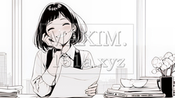 書類を確認するビジネスウーマン（シンプルな色使い） | 7582406-13185
