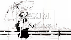 雨の日に傘をさして歩く若い女性（シンプルな色使い）｜7596927-10202