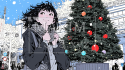 ホワイトクリスマスの街を歩く若い女性 | 7605352-6639