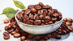 コーヒー豆：水彩画 | 7605519-4500