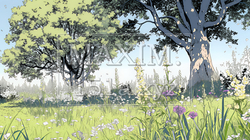 花が咲き乱れる春の野原 | 7607235-17017