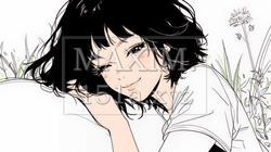 幸せそうな寝顔で眠っている若い女性（シンプルな色使い） | 7636597-11186