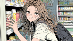 コンビニで新作スイーツを物色中の若い女性 | 7642944-15720