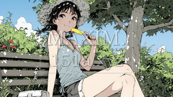 公園のベンチでひとり静かにくつろぐ若い女性