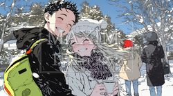 雪の日に家族で仲良く散歩に出かけている | 7655913-7552