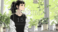 観葉植物の世話をする若い女性