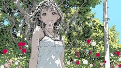バラ園を散策している若い女性 | 7662630-11092