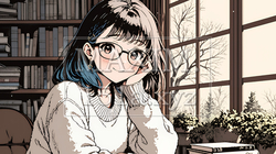 メガネっ娘：いつも勉強や読書やデスクワークをしている | 7662735-7497