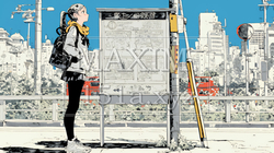 一人旅の旅先、街角で足を止めて道を確かめる若い女性 | 7733121-16632