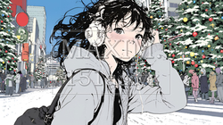 ホワイトクリスマスの街を歩く若い女性 | 7744338-6618