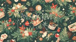クリスマス関連の連続絵柄の背景図案