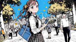 通学中にスマホをいじくっている女子高生 | 7763591-7266