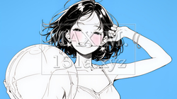 夏休みの思い出：友達と海水浴に行く（シンプルな色使い） | 7766506-11348