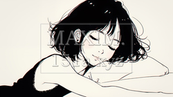 幸せそうな寝顔で眠っている若い女性（シンプルな色使い） | 776950-11181