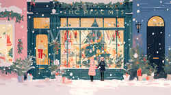 イルミネーションが彩るホワイトクリスマスの都会（ポップでキュートな表現） | 7789781-12789