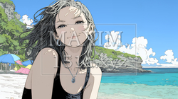 夏の南国の海辺を一人で旅行中の若い女性 | 7800542-8883