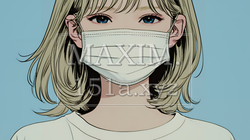 使い捨て不織布マスクをつけた若い女性 | 7805286-6211