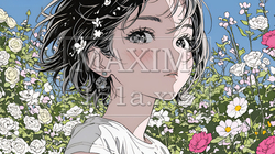 バラ園を散策している若い女性 | 7823914-11082