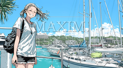 沖縄のヨットハーバーに立つ若い女性 | 7832280-15211