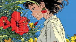 ハイビスカスと若い女性｜7858749-8683